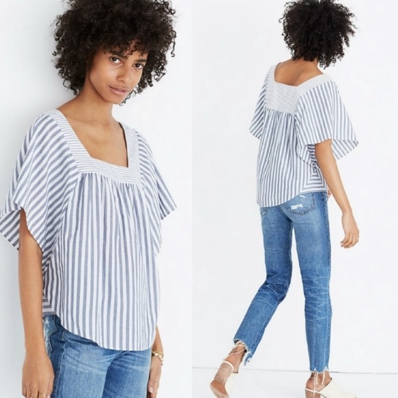 MADEWELL striped butterfly top blue white - Picture 3 of 6
